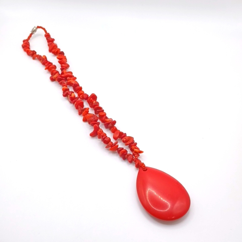 Red Coral Beaded Necklace - Picture 3 of 5